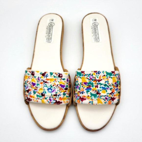 Haband For Her White Floral Slide Sandals, Size 10, GUC - Picture 1 of 11